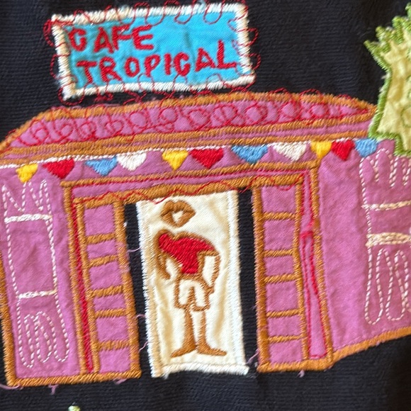 Hearts of Palm Black Embroidered Jacket Tropical Floral Boho Button Up Cotton 14 - Picture 11 of 16